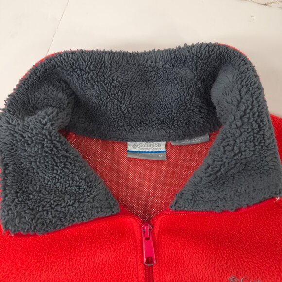 COLUMBIA Omni Heat Women’s SZ MEDIUM Thermal Fleece Full Zip Up Jacket Coral Red - Picture 8 of 16